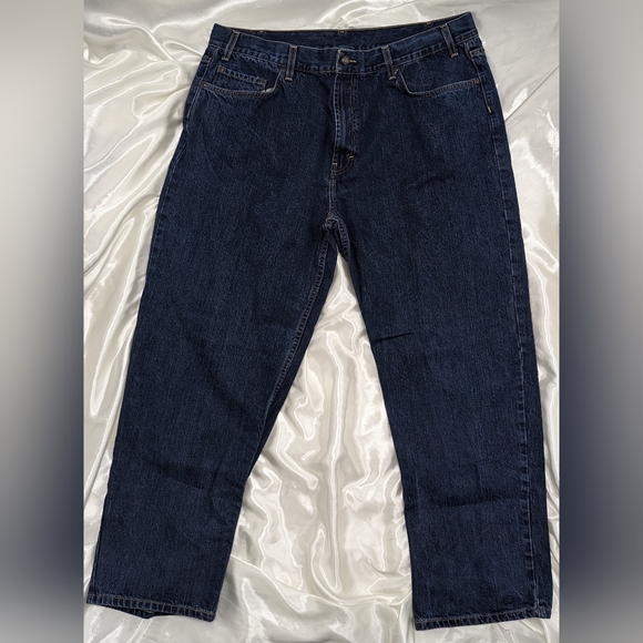 Kirkland Men's 42x30 XL Dark Blue Medium/Dark Wash Classic Straight Denim Jeans - Picture 1 of 10